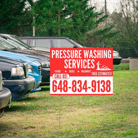 Pressure Washing - Plain Red White Design with Logo YardSigns.com