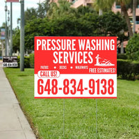 Pressure Washing - Plain Red White Design with Logo YardSigns.com