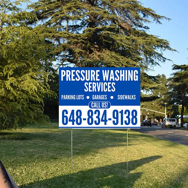Pressure Washing - Plain Blue White Design YardSigns.com