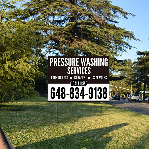 Pressure Washing - Plain Black White Design - YardSigns.com