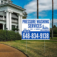 Pressure Washing - Plain White Blue Design with Logo YardSigns.com