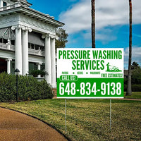 Pressure Washing - Plain White Green Design with Logo YardSigns.com