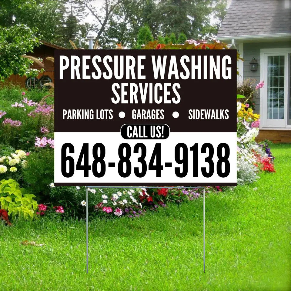 Pressure Washing - Plain Black White Design YardSigns.com