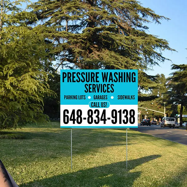Pressure Washing - Plain Aqua Blue White Design YardSigns.com