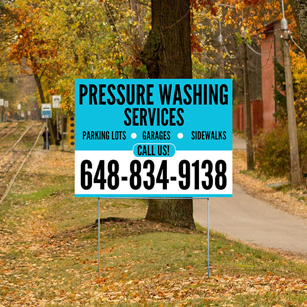 Pressure Washing - Plain Aqua Blue White Design - YardSigns.com