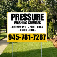 Pressure Washing - Driveways, Pool Area, Commercial - Plain Mustard Gold White Design YardSigns.com
