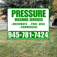 Pressure Washing - Driveways, Pool Area, Commercial - Plain Green White Design YardSigns.com