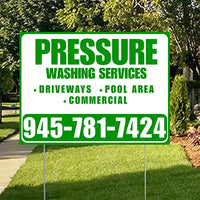 Pressure Washing - Driveways, Pool Area, Commercial - Plain Green White Design YardSigns.com