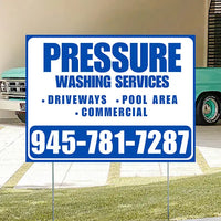 Pressure Washing - Driveways, Pool Area, Commercial - Plain Blue White Design YardSigns.com
