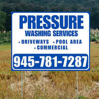 Pressure Washing - Driveways, Pool Area, Commercial - Plain Blue White Design YardSigns.com