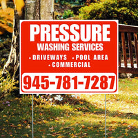 Pressure Washing - Driveways, Pool Area, Commercial - Plain White Chili Red Design YardSigns.com