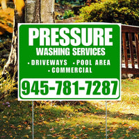 Pressure Washing - Driveways, Pool Area, Commercial - Plain White Green Design YardSigns.com