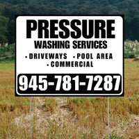 Pressure Washing - Driveways, Pool Area, Commercial - Plain Black White Design YardSigns.com