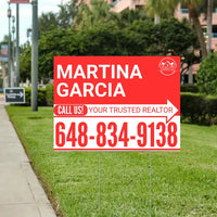 Realtor Yard Signs - Simple Red White Right Arrow with Logo Design YardSigns.com