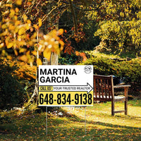Realtor Yard Signs - Simple White Mustard Yellow Right Arrow with Logo Design YardSigns.com