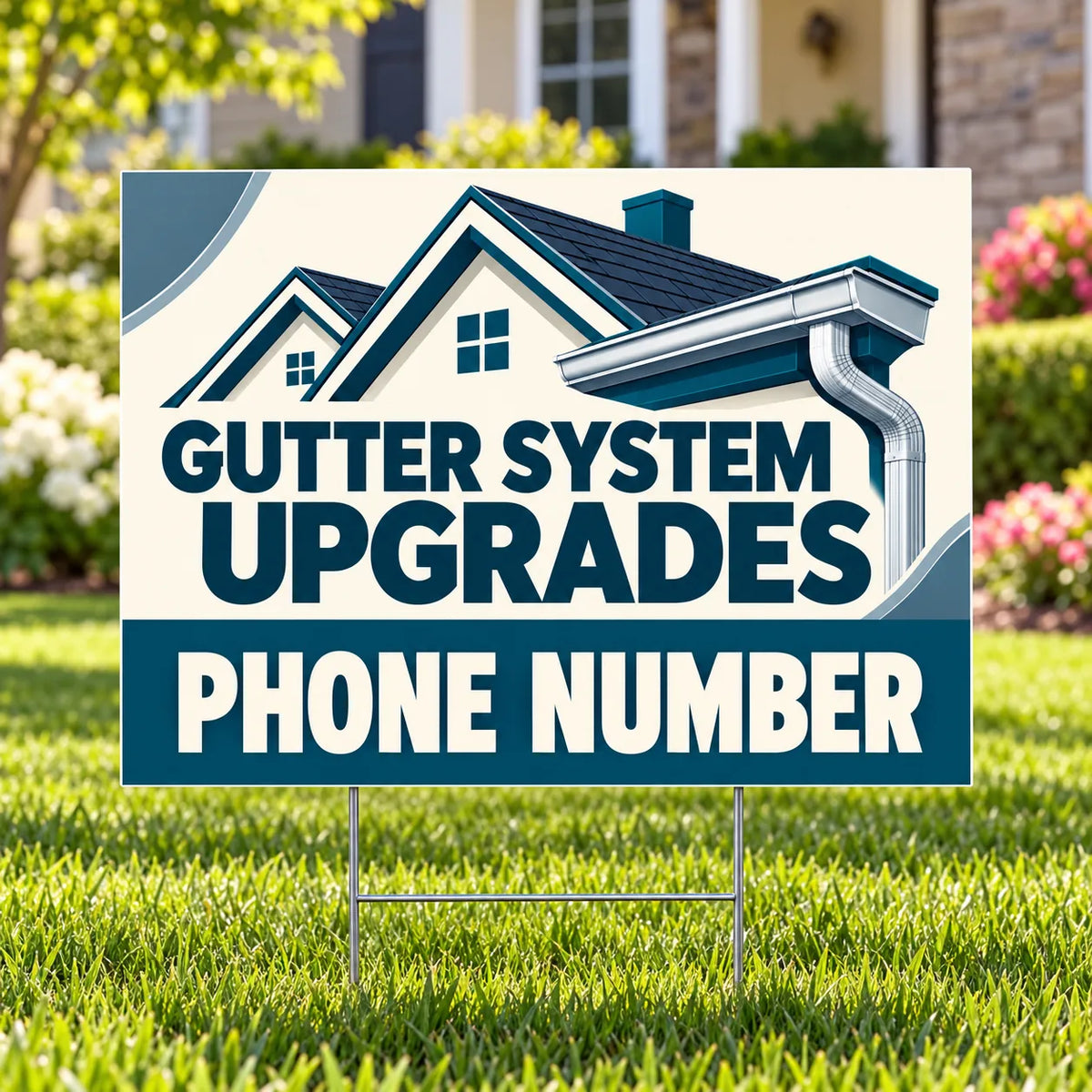 Roofers Signs - Gutter System Upgrades - Teal YardSigns.com