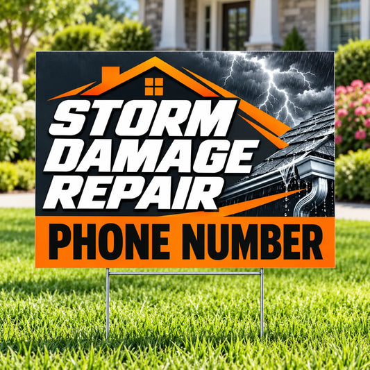Roofers Signs - Storm Damage - Orange YardSigns.com