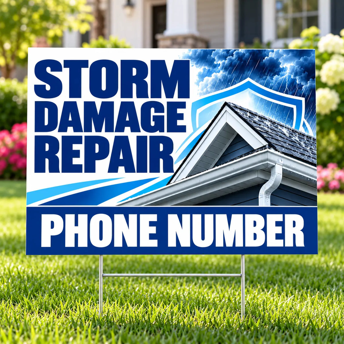 Roofers Signs - Storm Damage - Blue YardSigns.com