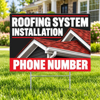 Roofers Signs - Roofing System Installation - Red YardSigns.com