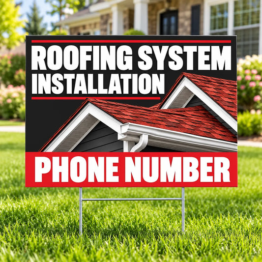 Roofers Signs - Roofing System Installation - Red YardSigns.com