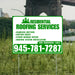 Roofers Signs - Seamless Gutters, Custom Roofs, Storm Damage Repair, Roofing System Installation - Plain White Green Design YardSigns.com