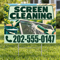 Expert Window Cleaning Services - Screen Cleaning Yard Sign - Pine & Mint - 24 x 18