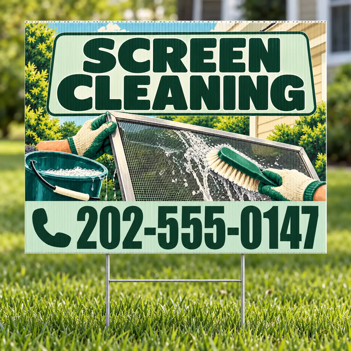 Expert Window Cleaning Services - Screen Cleaning Yard Sign - Pine & Mint - 24 x 18