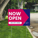 Now open sign for Carolina Senior Care with contact number 252-597-9008 on a lawn.