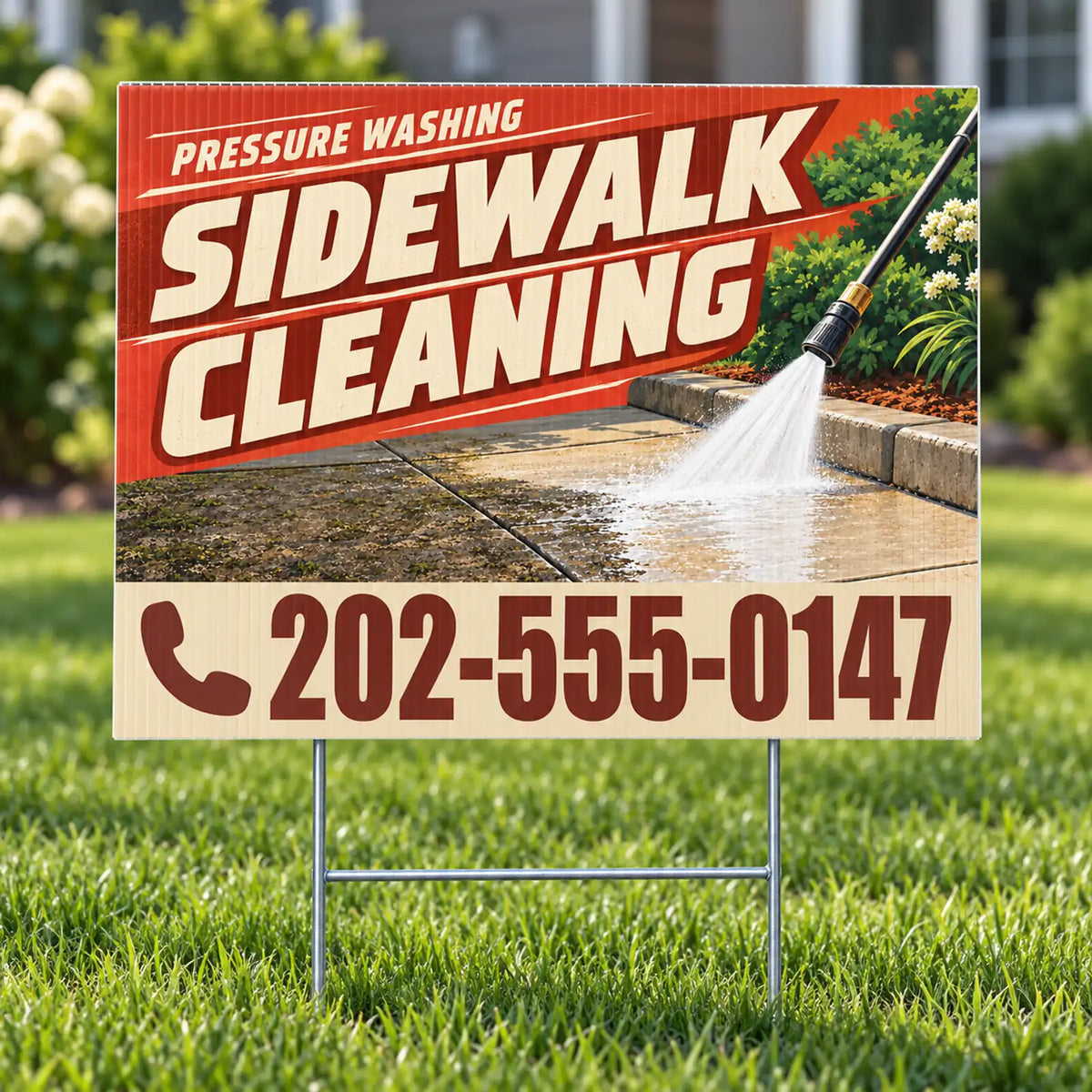 Pressure Washing - Sidewalk Cleaning Yard Sign - Terracotta & Cream - 24 x 18