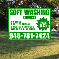Soft Washing - Awnings, Graffiti Removal, Windows & Screens with Price Tag - Plain Green White Design