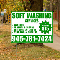 Soft Washing - Awnings, Graffiti Removal, Windows & Screens with Price Tag - Plain Green White Design