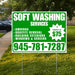 Soft Washing - Awnings, Graffiti Removal, Windows & Screens with Price Tag - Plain White Green Design YardSigns.com