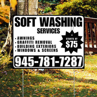 Soft Washing - Awnings, Graffiti Removal, Windows & Screens with Price Tag - Plain Black White Design YardSigns.com