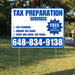 Tax Preparation Services - Tax Planning, Income Tax Filing, State and Local Tax Filing with Free Initial Consultation - Plain White Blue Design YardSigns.com
