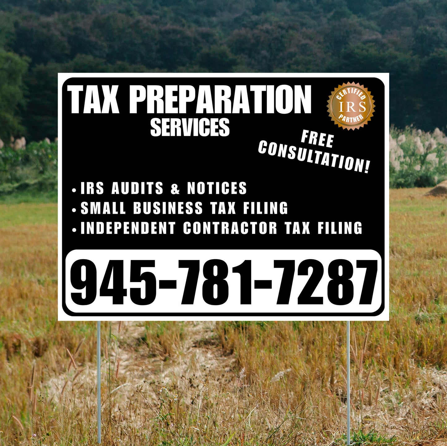 Tax Preparation Services - IRS Audits & Notices, Small Business Tax Filing, Independent Contractor Tax Filing - Plain White Black Design