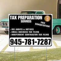 Tax Preparation Services - IRS Audits & Notices, Small Business Tax Filing, Independent Contractor Tax Filing - Plain White Black Design