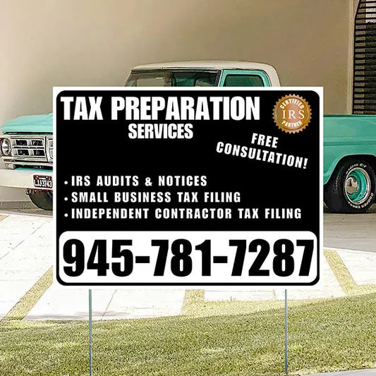 Irs Sign Printable Tax Preparation Yard Signs, Custom Tax Service | Yardsigns.com ...