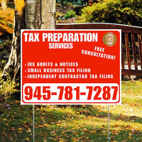 Tax Preparation Services - IRS Audits & Notices, Small Business Tax Filing, Independent Contractor Tax Filing - Plain White Chili Red Design YardSigns.com