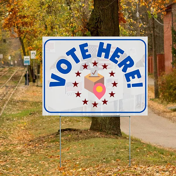 Vote Center - Vote Here With Stars Design - YardSigns.com