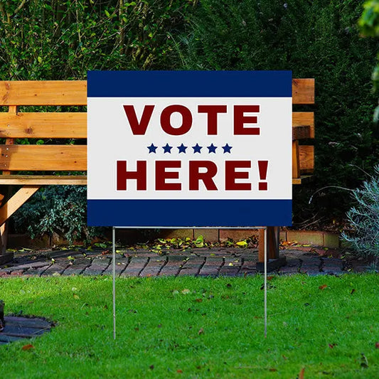 Vote Center - Vote Here With 6 Stars Design - YardSigns.com