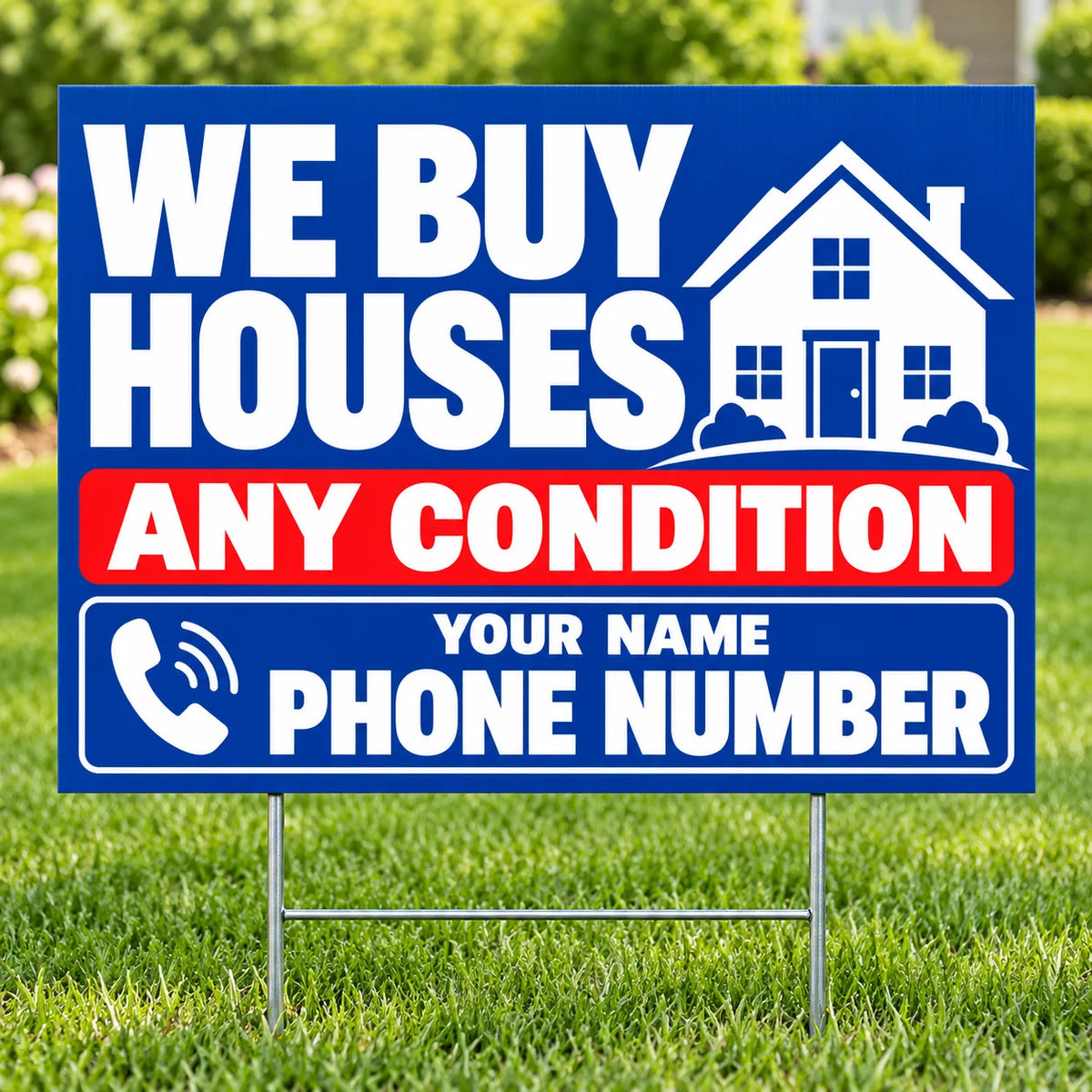 Real Estate - We Buy Houses - Any Condition - Blue Property YardSigns.com