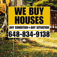 Real Estate - We Buy Houses - Any Condition - Plain Mustard Gold White Design YardSigns.com