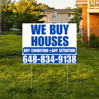 Real Estate - We Buy Houses - Any Condition - Plain White Blue Design YardSigns.com