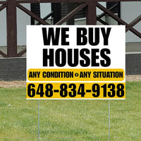 Real Estate - We Buy Houses - Any Condition - Plain White Mustard Gold Design YardSigns.com