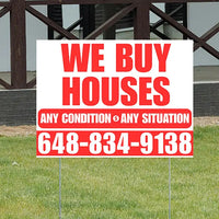 Real Estate - We Buy Houses - Any Condition - Plain White Chili Red Design YardSigns.com