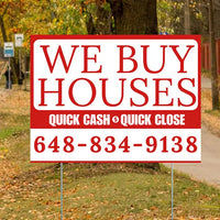 Real Estate - We Buy Houses - Quick Cash Quick Close - Plain White Chili Red Design YardSigns.com