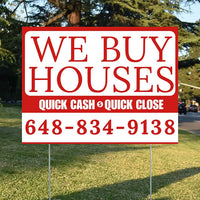 Real Estate - We Buy Houses - Quick Cash Quick Close - Plain White Chili Red Design YardSigns.com