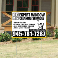Expert Window Cleaning Services - Screen Cleaning, Interior & Exterior Cleaning, High-Rise Window Cleaning, Track & Sill Cleaning - Plain White Mustard Gold Design YardSigns.com