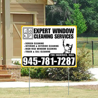 Expert Window Cleaning Services - Screen Cleaning, Interior & Exterior Cleaning, High-Rise Window Cleaning, Track & Sill Cleaning - Plain Mustard Gold White Design - YardSigns.com
