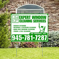 Expert Window Cleaning Services - Screen Cleaning, Interior & Exterior Cleaning, High-Rise Window Cleaning, Track & Sill Cleaning - Plain Green White Design - YardSigns.com
